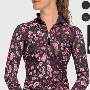 Elegant Floral Long Sleeve Top in Pink and Black